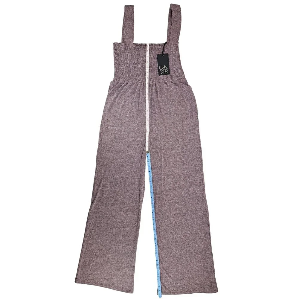 Chaser Women Smocked Wide-Leg Jumpsuit Stretchy Straps Soft Fabric Small Purple - Picture 5 of 5